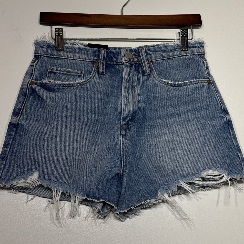 NWT BLANK NYC Womens Cut Off Cruise Control Blue Jean Shorts 100% Cotton Size 27